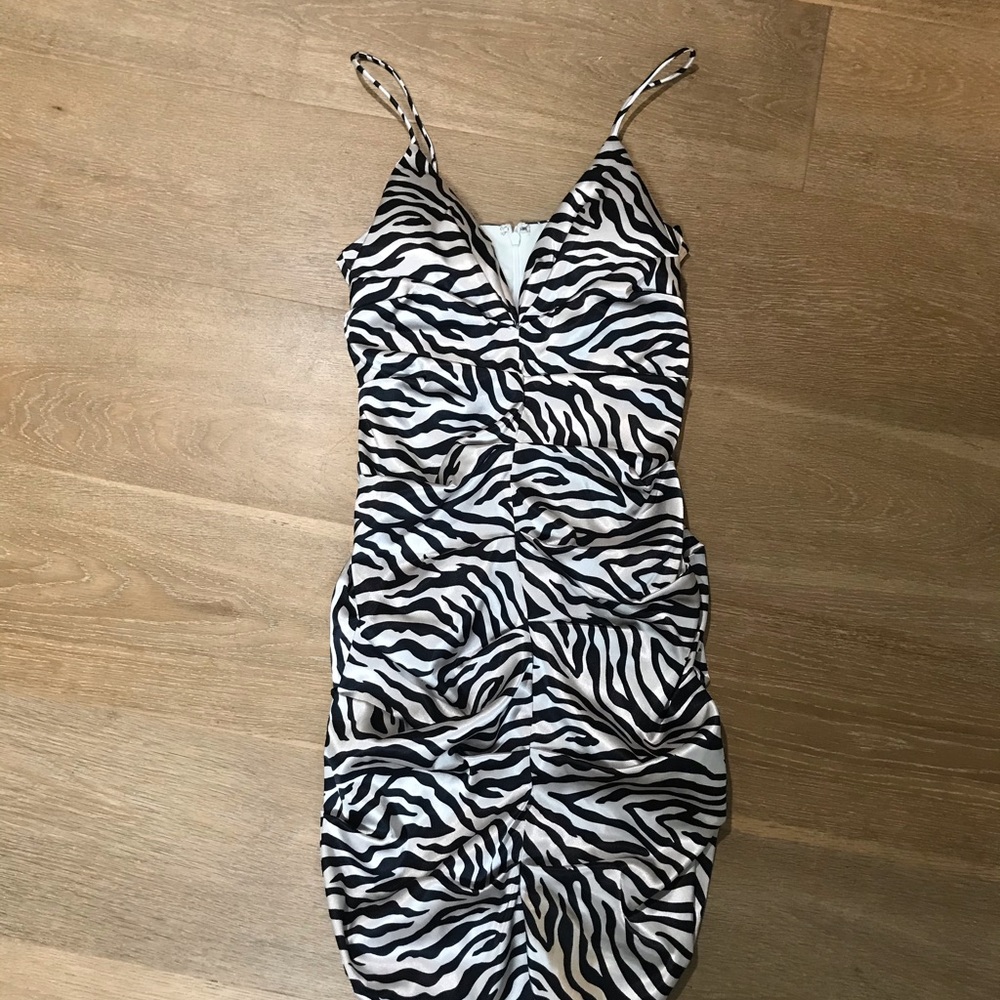 Arden B Zebra Print Satin SEXY Dress